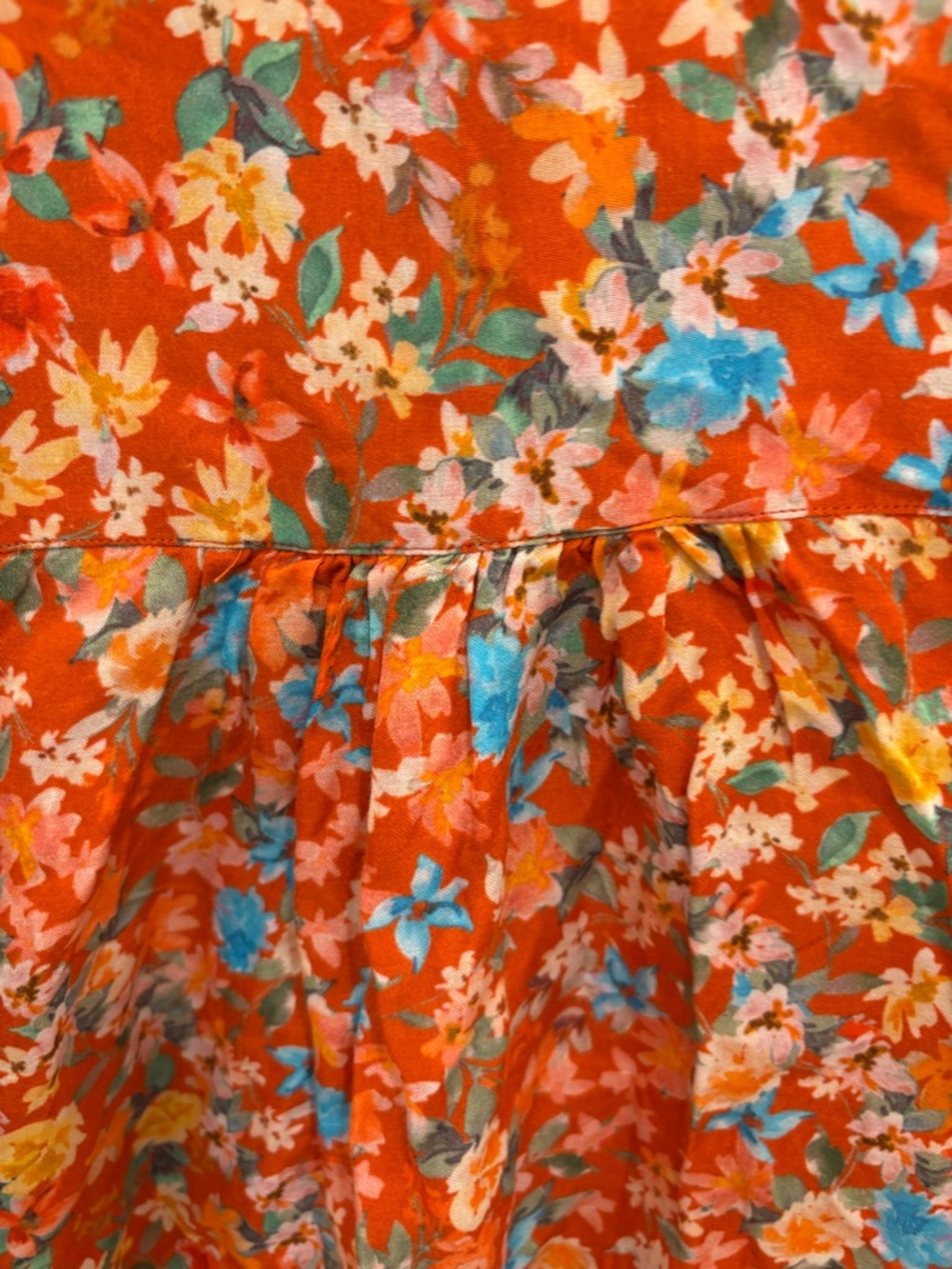 Roller Rabbit Orange Floral Oversized Cropped Button Down Shirt Size Small - Picture 10 of 11